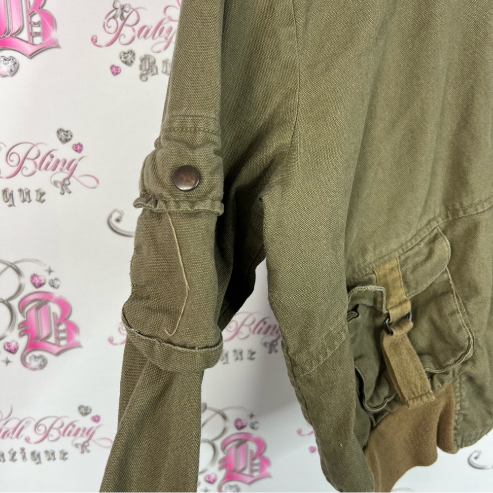 Effetti Moda coat zip up brown green Olive Bomber Jacket pockets cargo - Picture 5 of 10